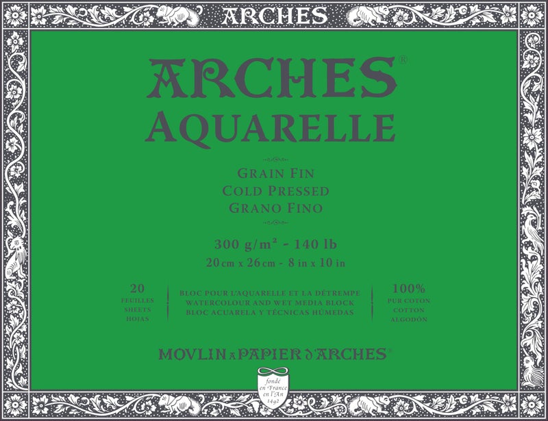 Arches Watercolor Paper Block, Cold Press, 8" x 10", 140 pound - Image 1