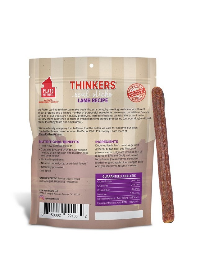 بلاتو مكافآت الكلاب المجففة بالهواء من Plato Pet Treats، أعواد Lamb Thinkers، مكافآت طبيعية للكلاب، لحوم حقيقية، مجففة بالهواء، صنع في الولايات المتحدة الأمريكية، 18 أونصة  - Image 2