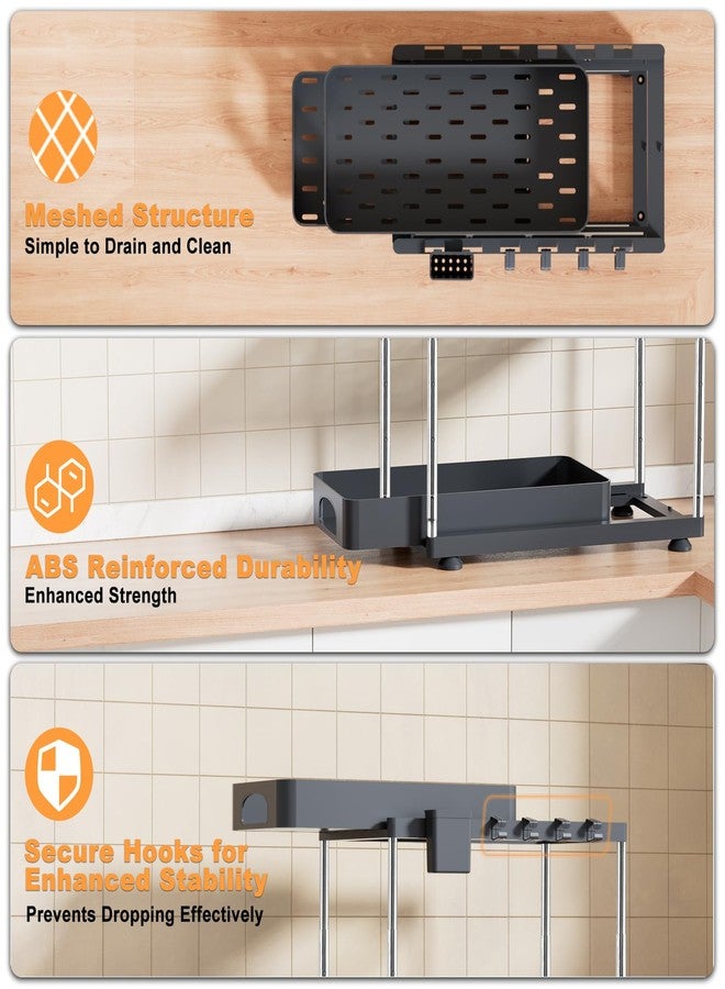 COYACOOL Under Sink Organizer, Under Kitchen Sink Organizer, Height Adjustable Bathroom Cabinet Organizers and Storage, 2 Tier Pull-Out Multi-Purpose Organizer for Bathroom Kitchen Cabinet, Black, 2 Pack - Image 4