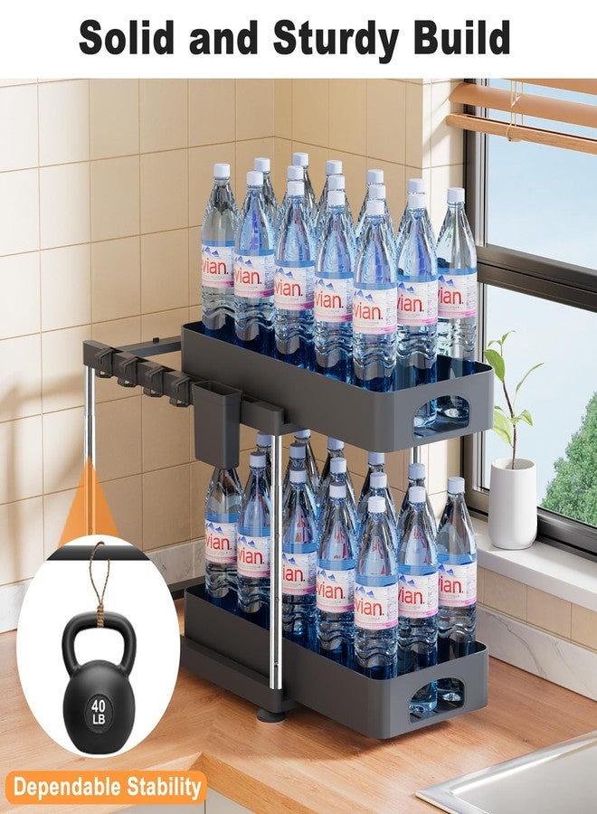 COYACOOL Under Sink Organizer, Under Kitchen Sink Organizer, Height Adjustable Bathroom Cabinet Organizers and Storage, 2 Tier Pull-Out Multi-Purpose Organizer for Bathroom Kitchen Cabinet, Black, 2 Pack - Image 5