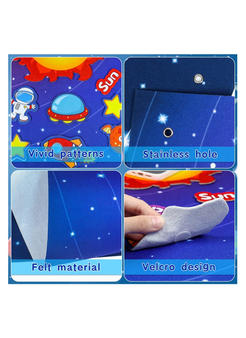 SYOSI - 41 Pcs Outer Space Felt Board Story Set, 40.5x29inch Solar System Universe Storytelling Astronaut Planets Galaxy Preschool Craft Early Learning Interactive Play Kit - Image 1