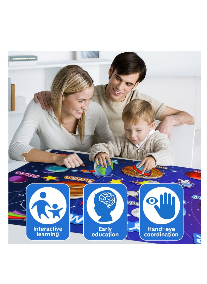 SYOSI - 41 Pcs Outer Space Felt Board Story Set, 40.5x29inch Solar System Universe Storytelling Astronaut Planets Galaxy Preschool Craft Early Learning Interactive Play Kit - Image 1