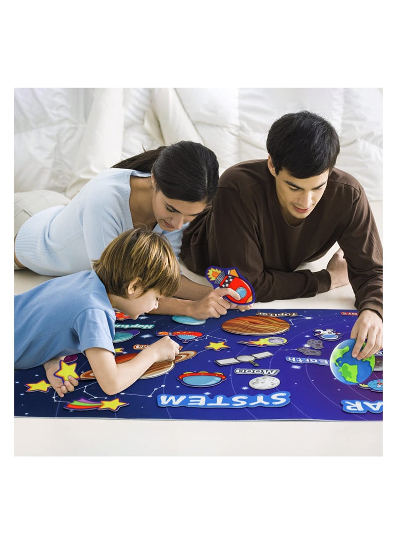 SYOSI - 41 Pcs Outer Space Felt Board Story Set, 40.5x29inch Solar System Universe Storytelling Astronaut Planets Galaxy Preschool Craft Early Learning Interactive Play Kit - Image 1