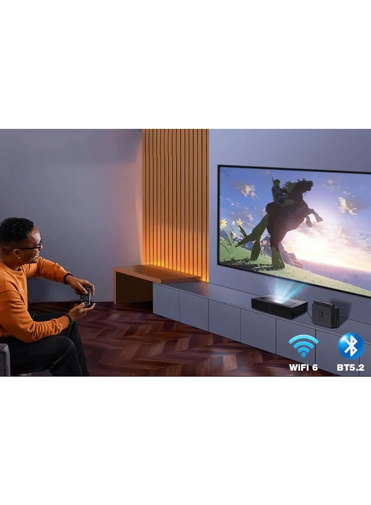 Merlin UltraCast Short Throw Projector | 1920x1080p Full HD, 300” Display, DLP by Texas Instruments, Built-in 2x5W Bluetooth Speakers, Auto Keystone, Screen Mirroring, 3.5mm Audio Out - Image 3