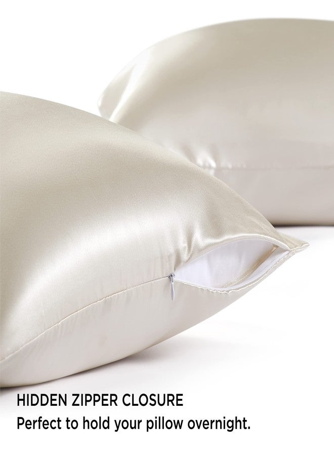 Bedsure Satin Pillowcase with Zipper, Similar to Silk Pillow Cases 2 Pack, Silky & Soft Satin Pillow Cases Standard Size for Hair and Skin, Gifts for Women, Pink Room Decor for Girls, 20x26 Inches - Image 4