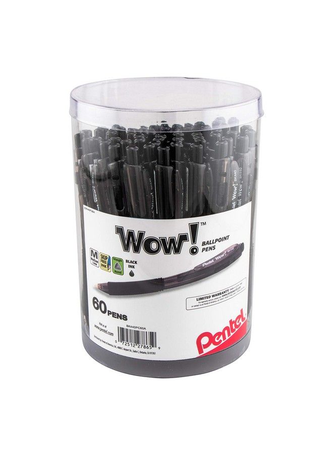 Pentel واو! قلم حبر جاف (1.0 مم) خط متوسط حبر أسود 60 عبوة (Bk440Pc60A) - Image 3