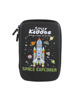 SMILY KIDDOS Smily Kiddos Single Compartment Pencil Case Stylish Cute Large Capacity Hardtop EVA Pencil Case Organizer School Kids Girls Women Pen Holder Pouch Multi Purpose| Space Explorer Theme | Black  - Image 1