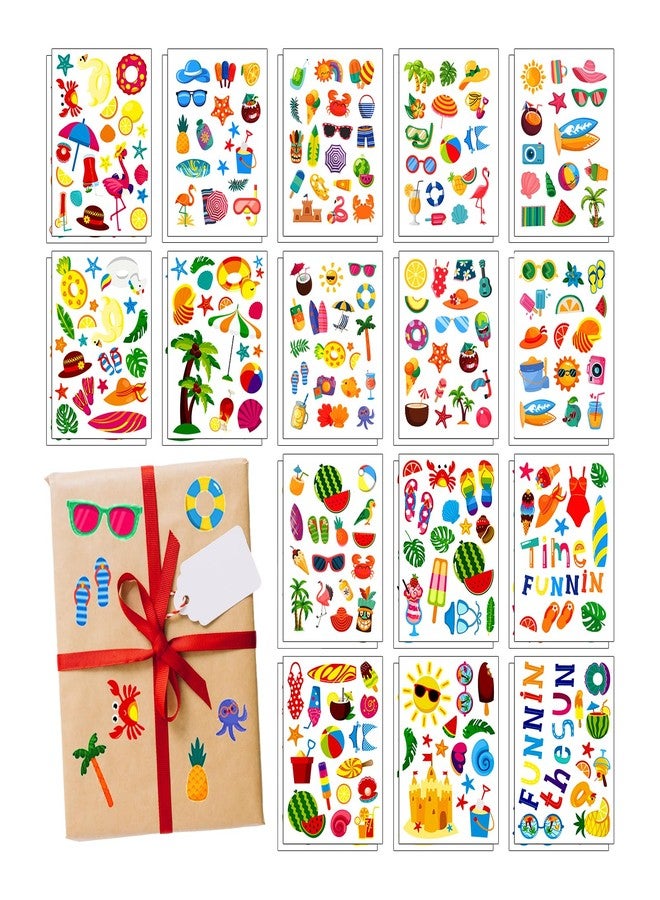 Partywind 32 Sheets Hawaiian Stickers for Party Decorations, Cute & Waterproof Stickers for Bottle/Scrapbook/Laptop & Beach Pool Party Supplies - Image 1