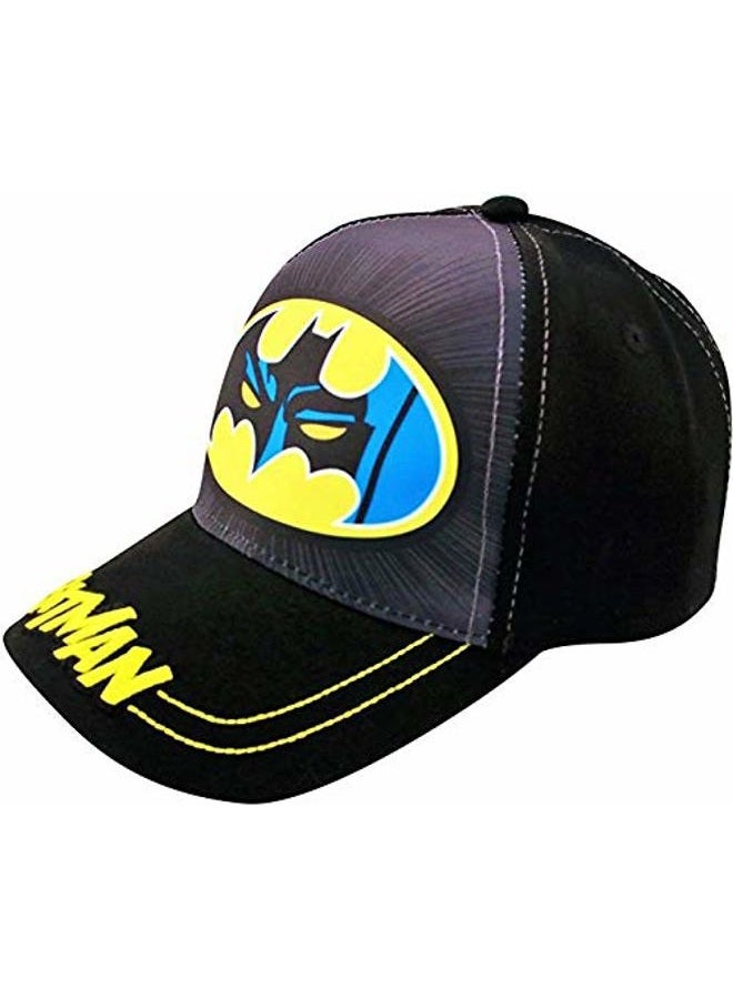 DC Comics Little Boys Assorted Superhero Designs 3D Pop Cotton Baseball Cap, Age 2-7 (Toddler Boys - Age 2-4 - 51CM, Batman - Black) - Image 1
