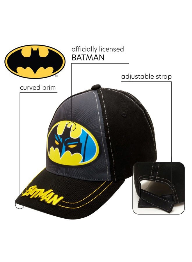 DC Comics Little Boys Assorted Superhero Designs 3D Pop Cotton Baseball Cap, Age 2-7 (Toddler Boys - Age 2-4 - 51CM, Batman - Black) - Image 2