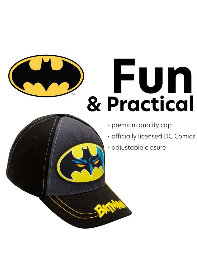 DC Comics Little Boys Assorted Superhero Designs 3D Pop Cotton Baseball Cap, Age 2-7 (Toddler Boys - Age 2-4 - 51CM, Batman - Black) - Image 3
