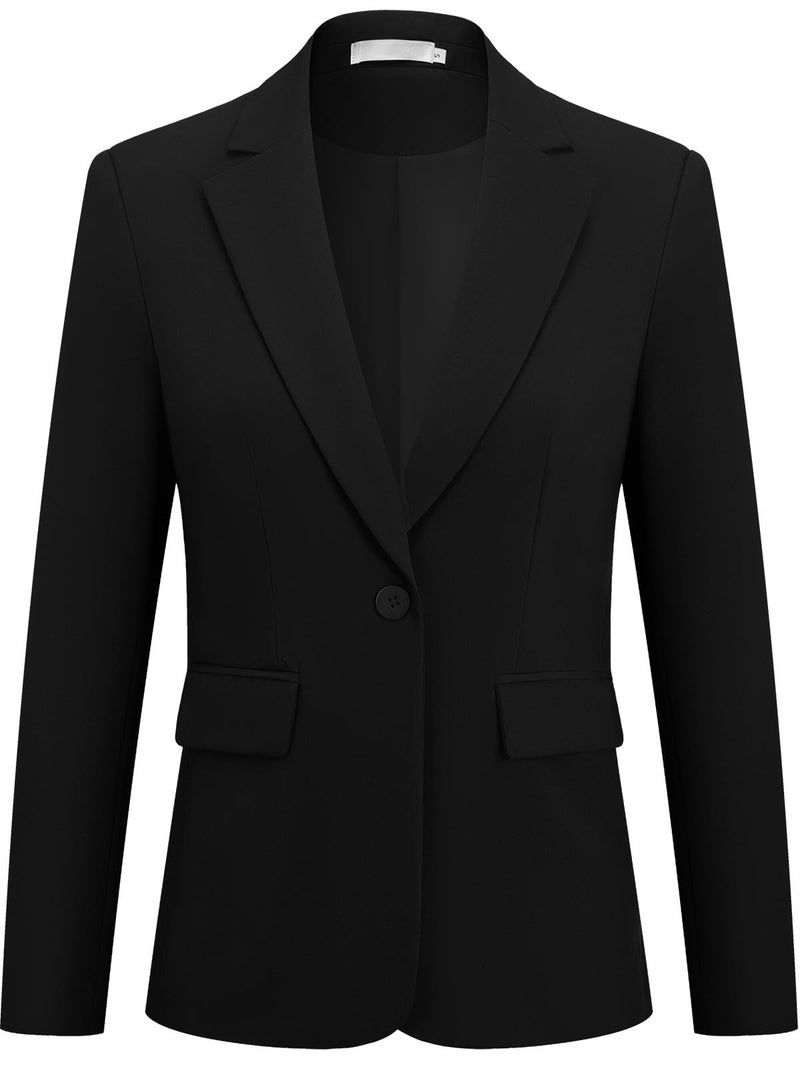 Kelyaa Womens One Button Blazer Casual Open Front Long Sleeve Suit Jackets Business Work Office Blazers with Pockets Black - Image 5