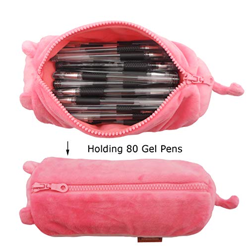 enyuwlcm Plush Animal Stationery Cartoon Cute Dog Pencil Case for Teen Girls and Cosmetic Bag for Purse 1 Pack Corgi Pink - Image 4