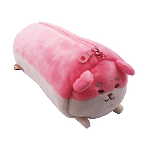 enyuwlcm Plush Animal Stationery Cartoon Cute Dog Pencil Case for Teen Girls and Cosmetic Bag for Purse 1 Pack Corgi Pink - Image 1