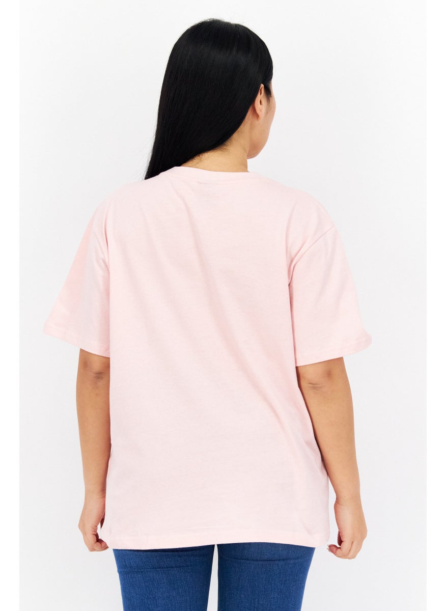 Marilyn Monroe - Women Crew Neck Short Sleeve Graphic Print T-Shirt, Pink - Image 1