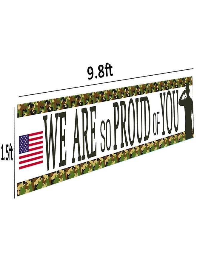 DodelyGz Camouflage We Are So Proud Of You Backdrop Banner,Veterans Day Memorial Day Independence Day Deployment Returning Back Military Army Retirement Party Decor - Image 3
