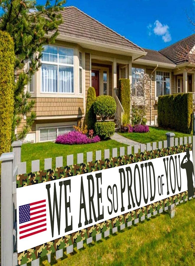 DodelyGz Camouflage We Are So Proud Of You Backdrop Banner,Veterans Day Memorial Day Independence Day Deployment Returning Back Military Army Retirement Party Decor - Image 1