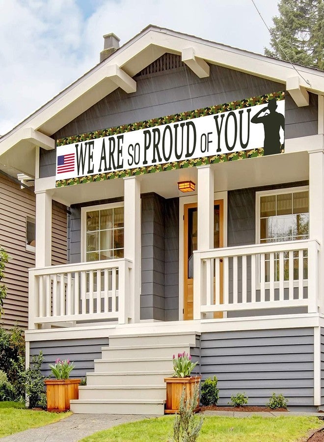 DodelyGz Camouflage We Are So Proud Of You Backdrop Banner,Veterans Day Memorial Day Independence Day Deployment Returning Back Military Army Retirement Party Decor - Image 5