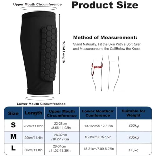 mgmooa Soccer Shin Defender Shin Guards Pads for Kids, Youth Adult, Football Calf Compression Sleeve with Honeycomb Pads, Shin Guard Soccer Sleeves for Boys, Girls, Support for Skiing (S, 2PCS) - Image 2