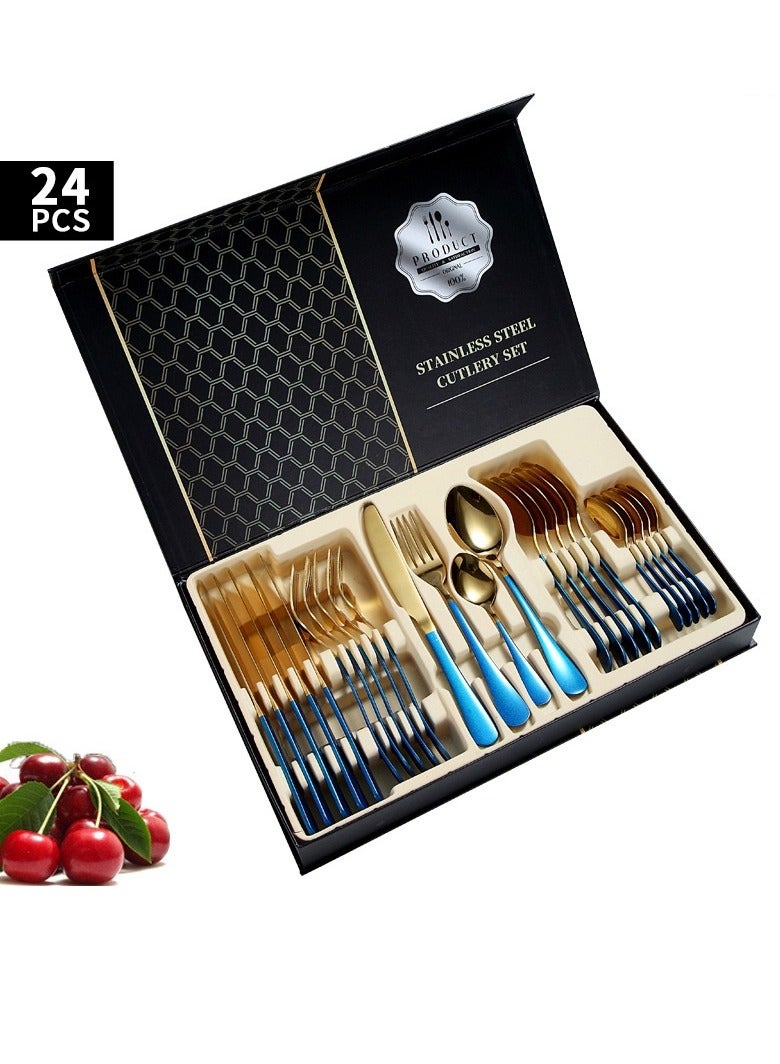 Y&D 24-Piece Steak Knife Fork Spoon Cutlery Gift Box Set 