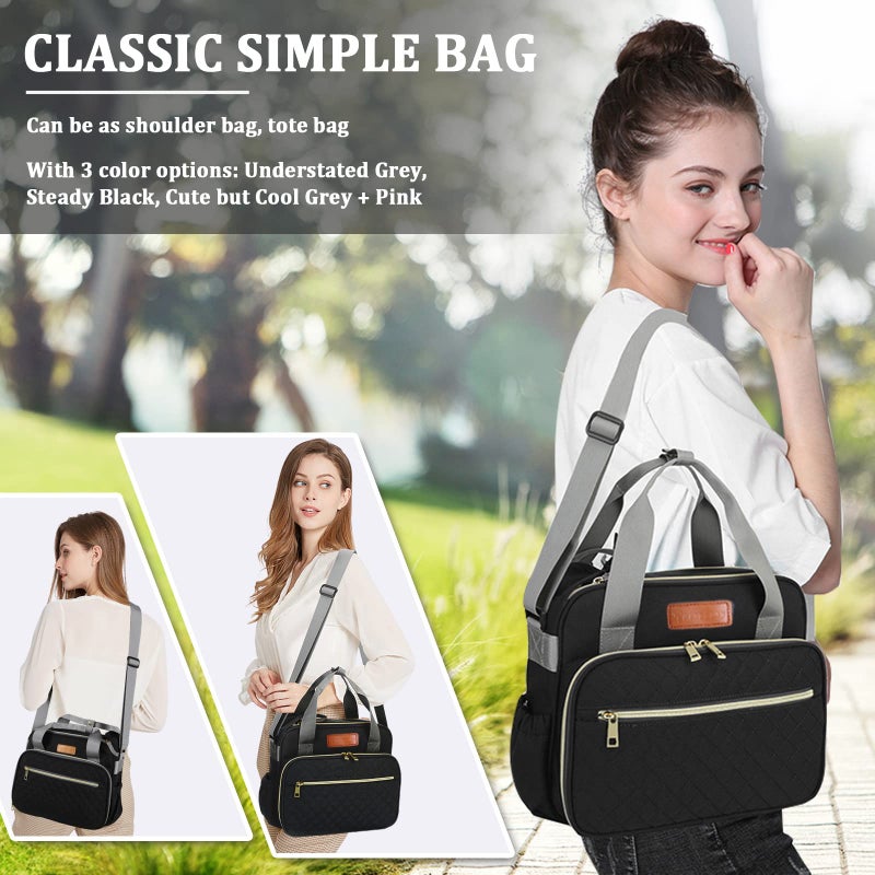 TRENDPLAY حقيبة حفاضات للبنات الصغيرات باللون الوردي - حقيبة أم للتنقل - منظم للسفر والهواء الطلق - حقيبة حفاضات متعددة الوظائف للأم والأب، وردي ورمادي - Image 4