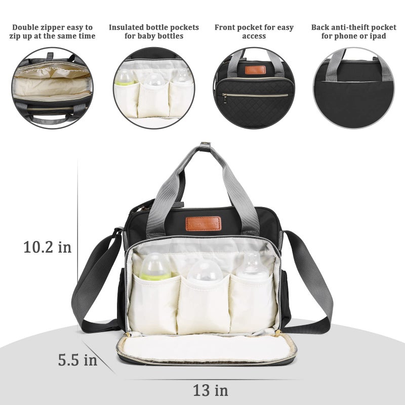 TRENDPLAY حقيبة حفاضات للبنات الصغيرات باللون الوردي - حقيبة أم للتنقل - منظم للسفر والهواء الطلق - حقيبة حفاضات متعددة الوظائف للأم والأب، وردي ورمادي - Image 2