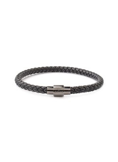 Riblor Vittorio Leather Bracelet Black And Gunmetal Clasp  - Image 1