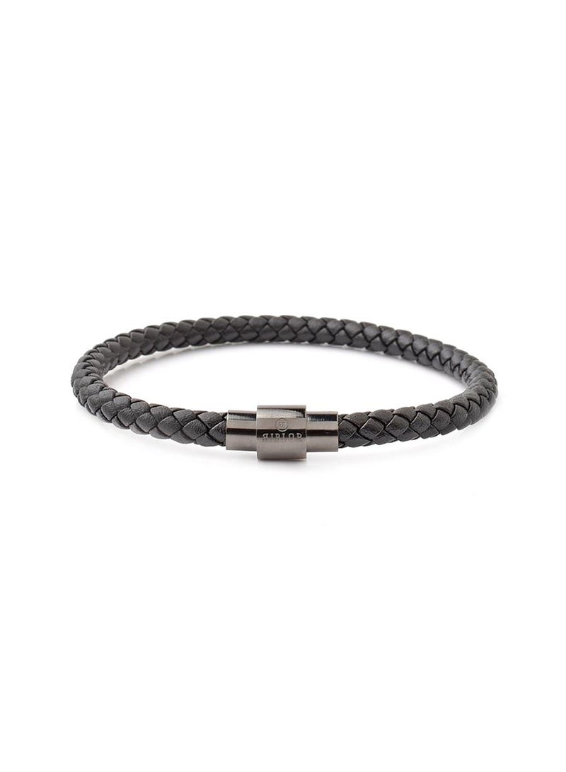 Riblor Vittorio Leather Bracelet Black And Gunmetal Clasp - Image 1