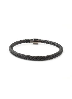 Riblor Vittorio Leather Bracelet Black And Gunmetal Clasp  - Image 2