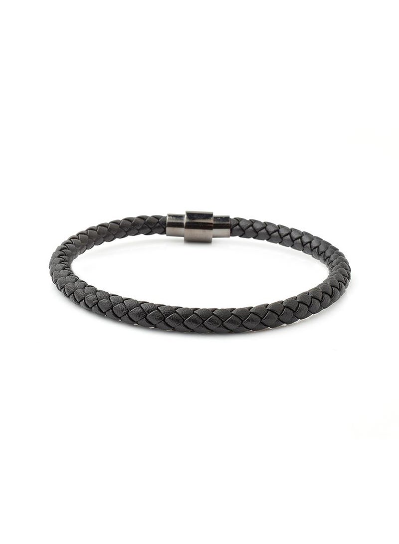 Riblor Vittorio Leather Bracelet Black And Gunmetal Clasp - Image 2