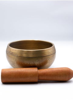 Alpine Crystals UAE Himalayan Singing Bowl from Nepal with Golden Unique Pattern - Enhance Healing, Mindfulness, Meditation, and Yoga Experience - Traditional Wooden Striker Included  - Image 2