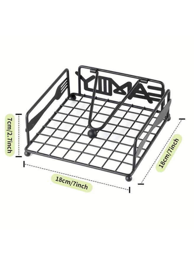 Black Cast Iron Tissue Holder Square Shape Rounded Corner Design Durable Home Office Storage - Image 3