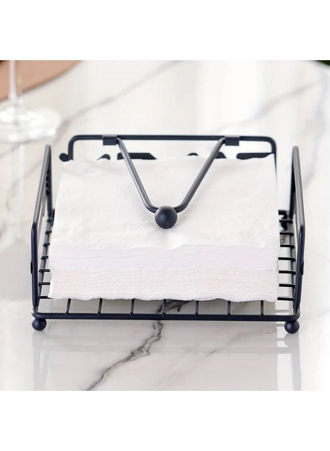 Black Cast Iron Tissue Holder Square Shape Rounded Corner Design Durable Home Office Storage - Image 1