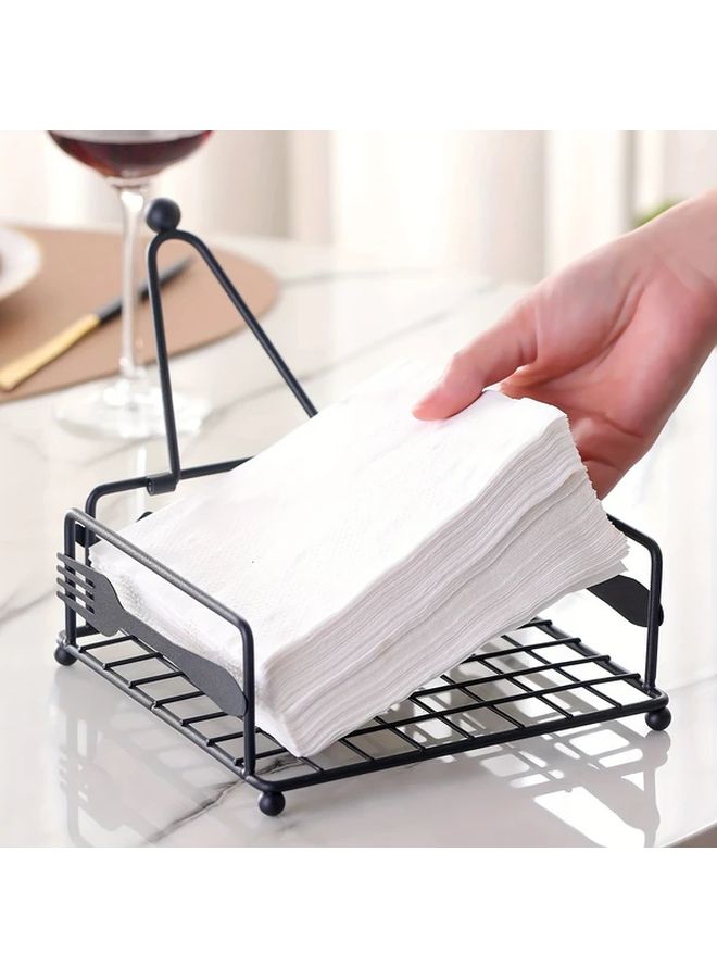 Black Cast Iron Tissue Holder Square Shape Rounded Corner Design Durable Home Office Storage - Image 4