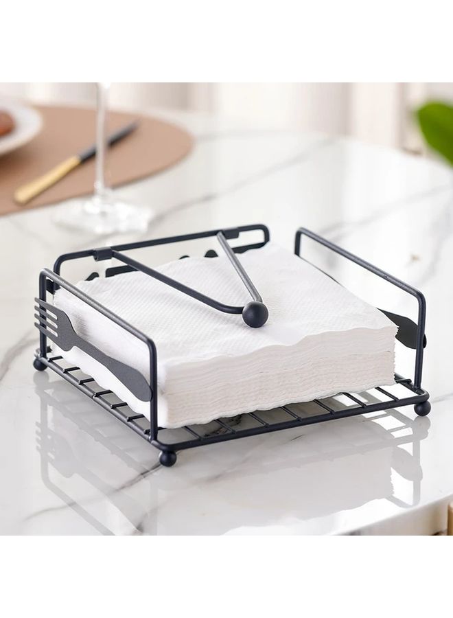 Black Cast Iron Tissue Holder Square Shape Rounded Corner Design Durable Home Office Storage - Image 5