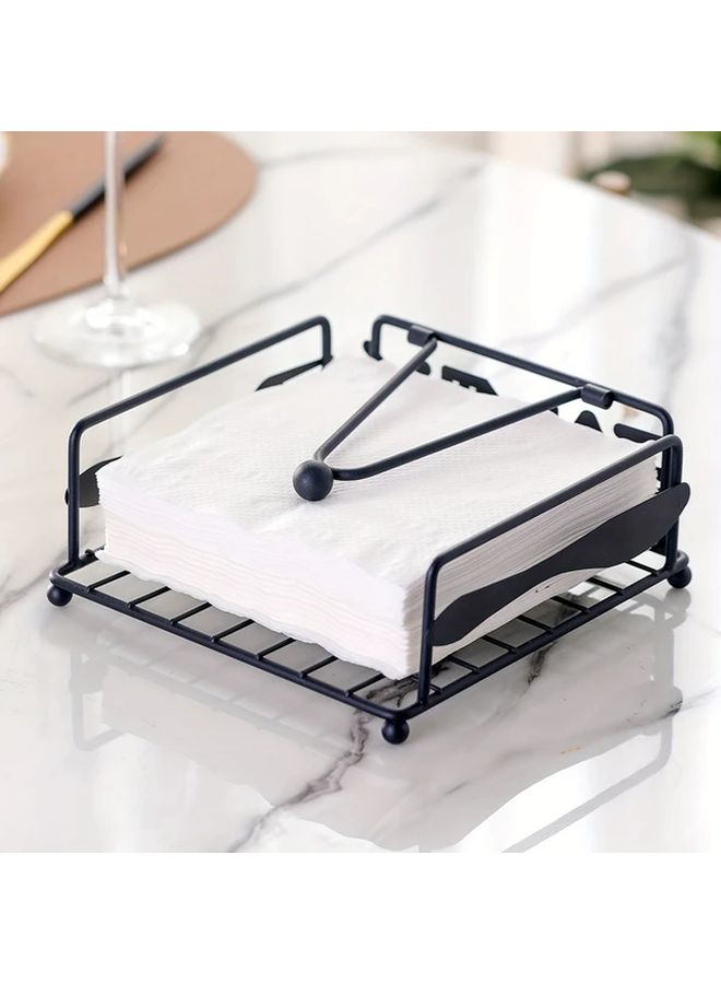 Black Cast Iron Tissue Holder Square Shape Rounded Corner Design Durable Home Office Storage - Image 2