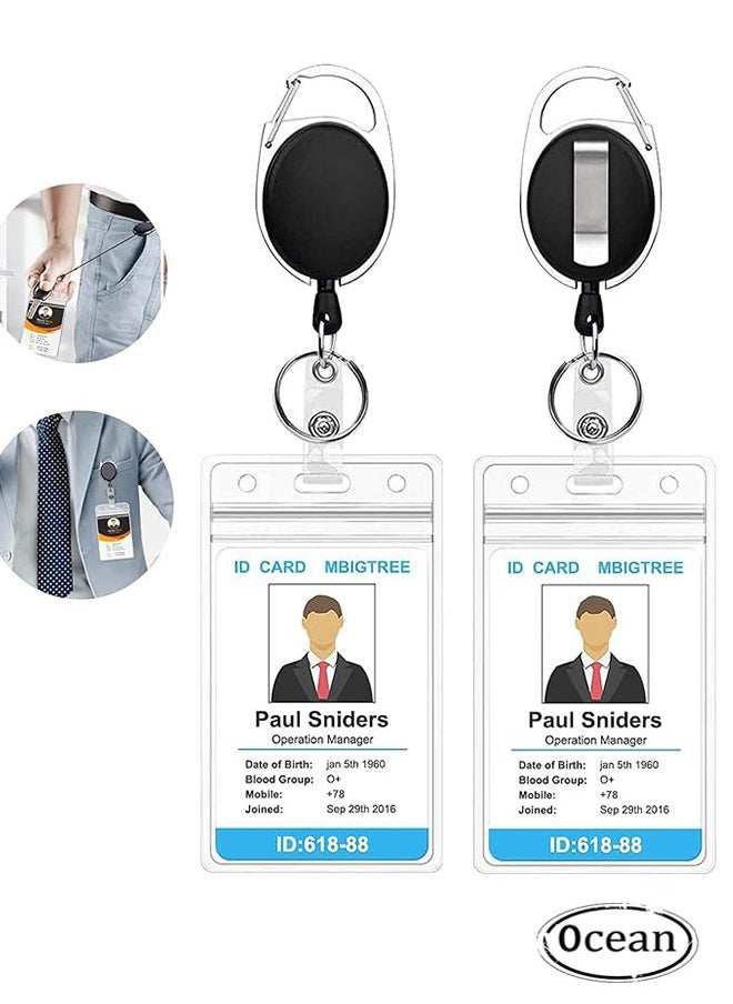 2 Pack ID Badge Holder With Clip,Badge Reels Retractable Heavy Duty Clear Id Card Vertical Lanyard Holder with Carabiner Badge Reel With 24 inches Pull Cord - pzsku/ZFD8056ED258325B92FEAZ/45/_/1701161565/385d6ad4-cb57-4566-960a-c015ce7f9781