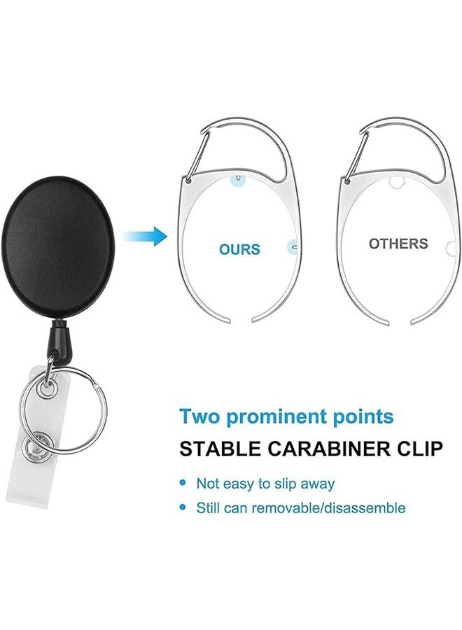 Ocean 2 Pack ID Badge Holder With Clip,Badge Reels Retractable Heavy Duty Clear Id Card Vertical Lanyard Holder with Carabiner Badge Reel With 24 inches Pull Cord - Image 5