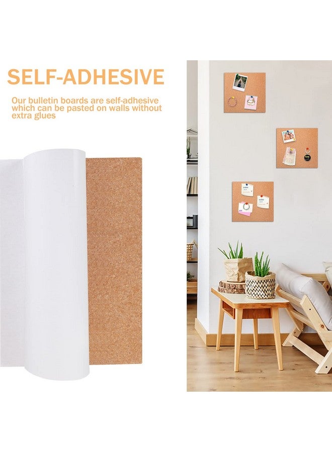 FEBSNOW Ard, Febsnow 3 Pack Strong Self-Adhesive Cork Board Tiles Square 7.9 * 7.9Inch Cork Boards For Walls Bulletin Board With 50 Multi-Color Push Pins  - Image 3