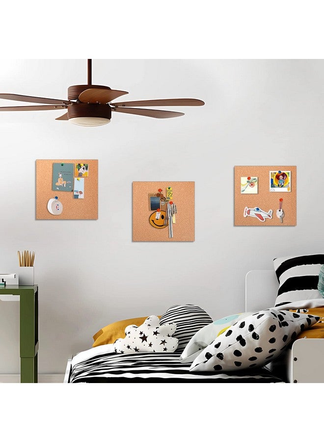 FEBSNOW Ard, Febsnow 3 Pack Strong Self-Adhesive Cork Board Tiles Square 7.9 * 7.9Inch Cork Boards For Walls Bulletin Board With 50 Multi-Color Push Pins  - Image 4