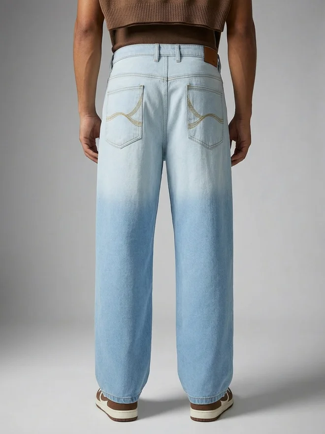 Styli  Men Mid Rise Baggy Washed Jeans for Men | Best Price UAE