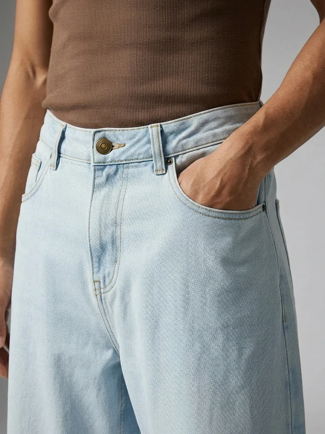Styli  Men Mid Rise Baggy Washed Jeans for Men | Best Price UAE