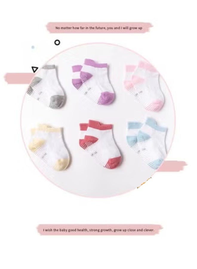 Chabeia 6 Pairs Of Cotton Non-Slip Striped Socks,Multicolor Cotton Anti-Slip Grip Socks for Toddlers and Kids - Image 5