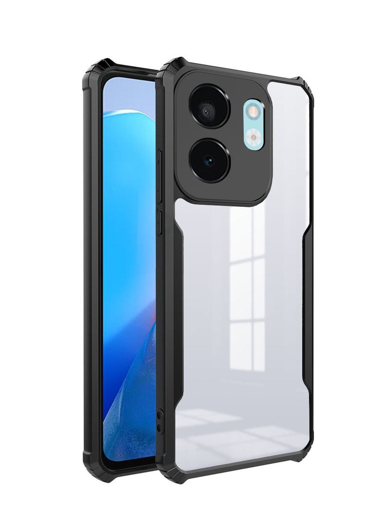 for OPPO Reno13F 5G Case, Ultra Thin Lightweight, Soft TPU Bumper, Acrylic Clear Back Cover OPPO Reno13F 5G, Black - Image 1