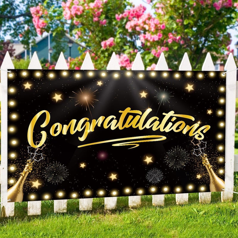 INNORU Congratulations Backdrop Banner, Wedding Birthday Anniversary Retirement Photography Backdrop Durable Fabric Graduation Party Decorations Photo Booth Props 6x4ft - Image 4
