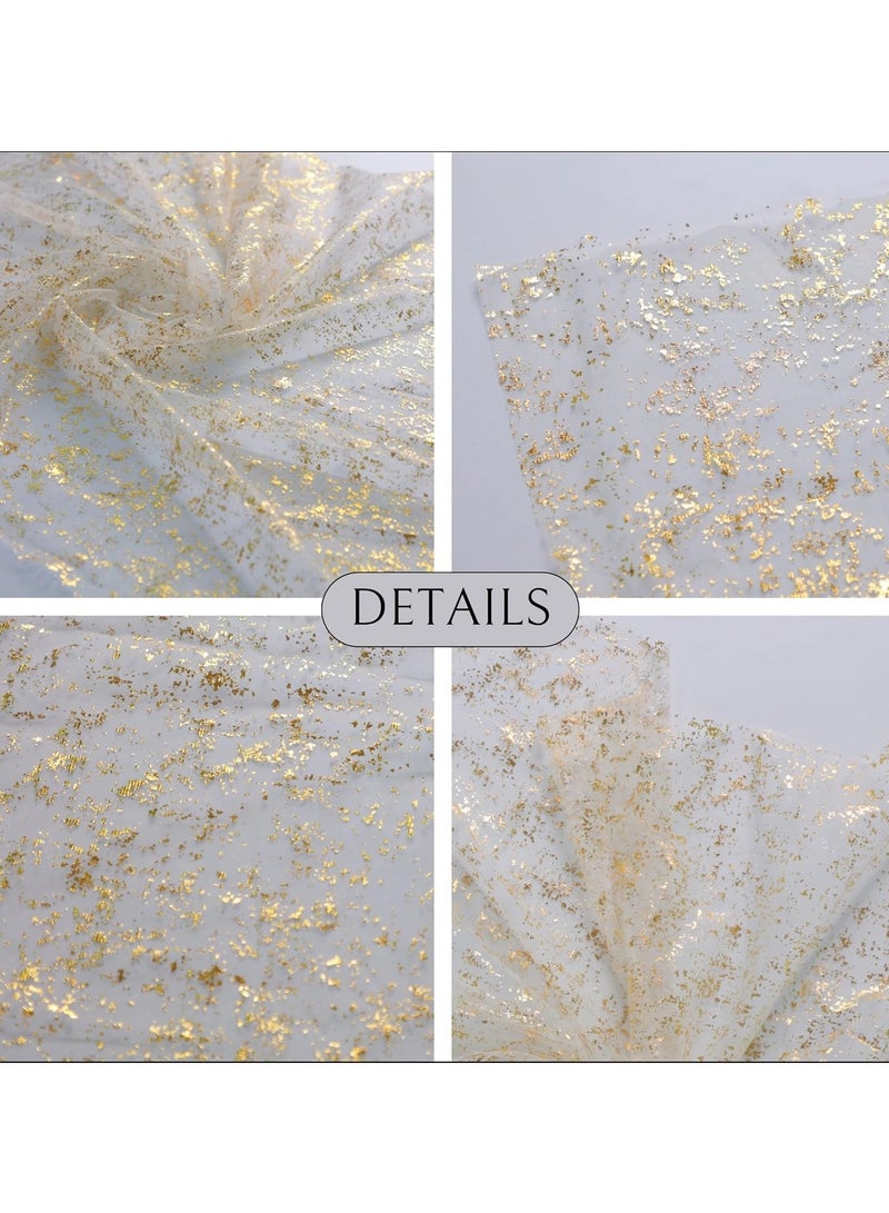 10 Ft Gold Table Runner, Sheer Chiffon Tulle Cheesecloth Golden Sequin Glitter Metallic Foil, Gold Party Table Decorations Centerpiece for Wedding Birthday Christmas Bridal Baby Shower  - Image 4