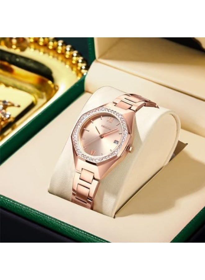NIBOSI Women's Watch Analog Rose Gold Dial Quartz Watches for Women Fashion Minimalism Waterproof Stainless Steel Casual Wrist Watch for Ladies Birthday Gift - Image 5