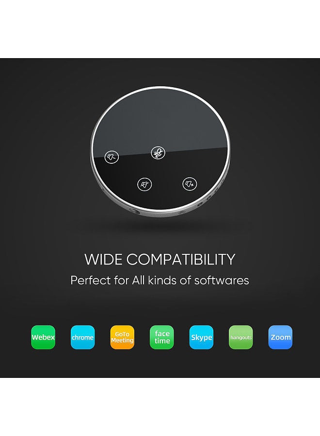 Desktop USB Conference Speakerphone Microphone 360° Omnidirectional Condenser Plug & Play PC Computer Mic with Speaker Touch-Sensor Buttons Mute/Volume Function Compatible with Windows Mac  - Image 4