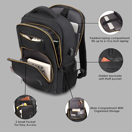 Red Lemon Swiss Cut Laptop Backpack | 15.6" Laptop Bag for Men & Women | 26L Travel & Office Backpack | Water-Resistant Oxford Fabric | Anti-Theft Pocket | Premium Zipper | Daily Use - Image 4