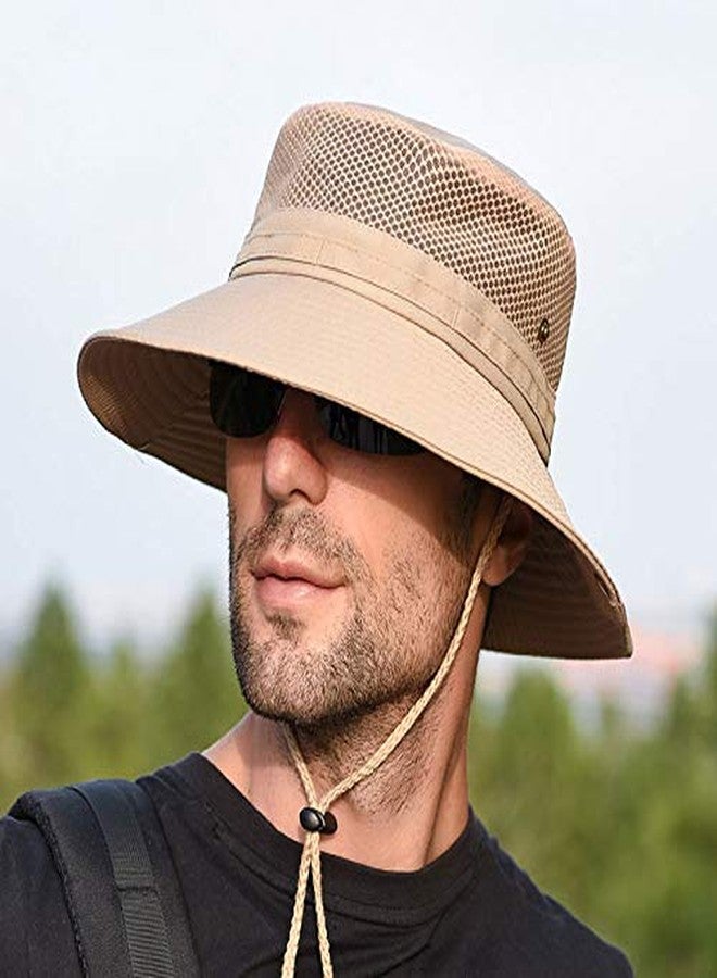 GUSTAVE Synthetic Sun Cap for Men - Wide Brim Summer Hat With UV Protection, Foldable Bucket Hat for Fishing, Trekking, Outdoor Activities (Beige, Free Size) - Image 3